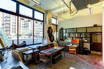 Painting and drawing studio with 16' ceilings overlooking locust st